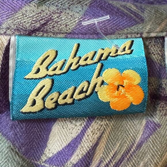 Vintage Bahama Beach Size Large Purple Tropical Butterfly Print Shirt Dress - Picture 7 of 8